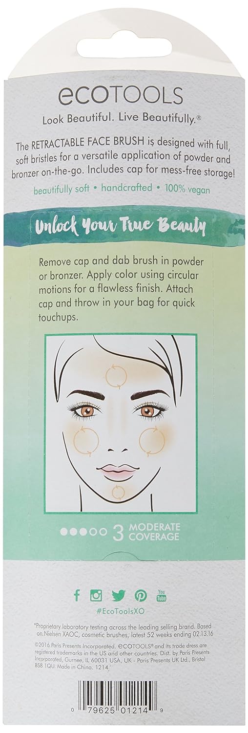 Ecotools 1214 Make-Up Brush Kabuki Retractable 2 Count (Pack of 1)