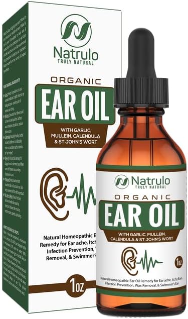 Organic Ear Oil for Ear Infection - Natural Eardrops for Ear Pain, Swimmer's Ear & Wax Removal - Kids, Adults, Baby, & Dog Earache Remedy - Ear Drops with Mullein, Garlic, Calendula Made in USA