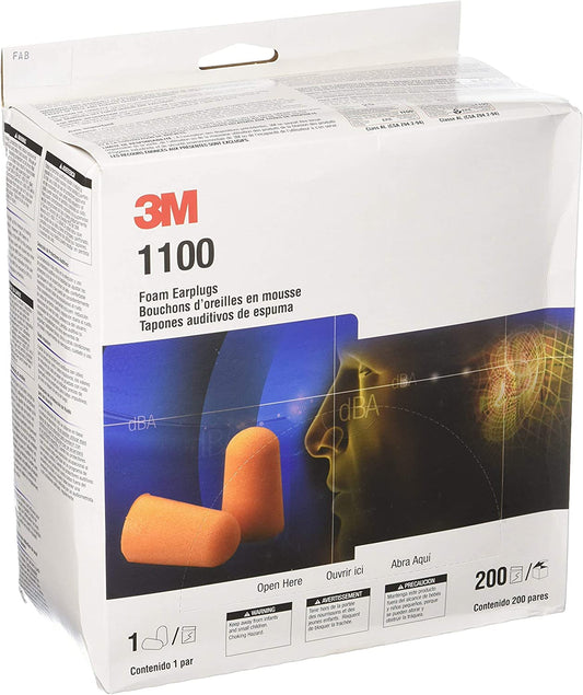 3M 1100 Foam Ear Plugs, 200-Pair , Orange