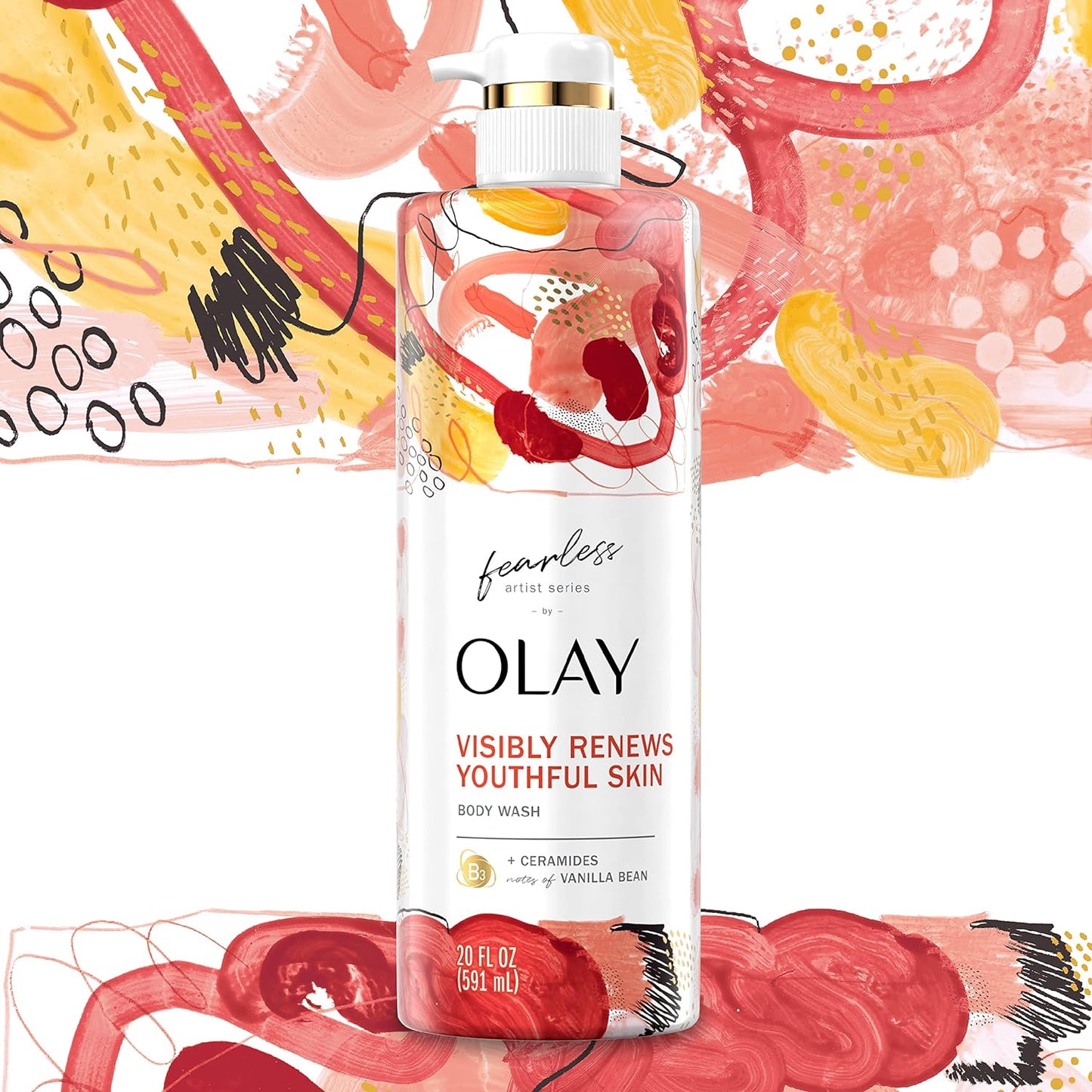 Olay Fearless Artist Series Body Wash with Ceramides with Notes of Vanilla Bean