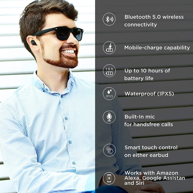 Motorola True Wireless Headphones Moto Buds Charge Bluetooth Earbuds, Black